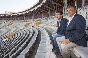 Pablo y Manuel Chopera en la Plaza de toros de Palencia